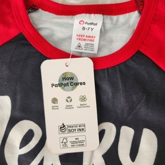 PatPat Plaid Reindeer Christmas Pajamas. Size 6-7 yr.old. New. - Picture 5 of 7